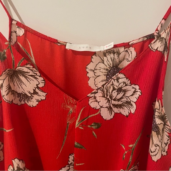 Red Floral Top with Spaghetti Straps - Picture 8 of 9